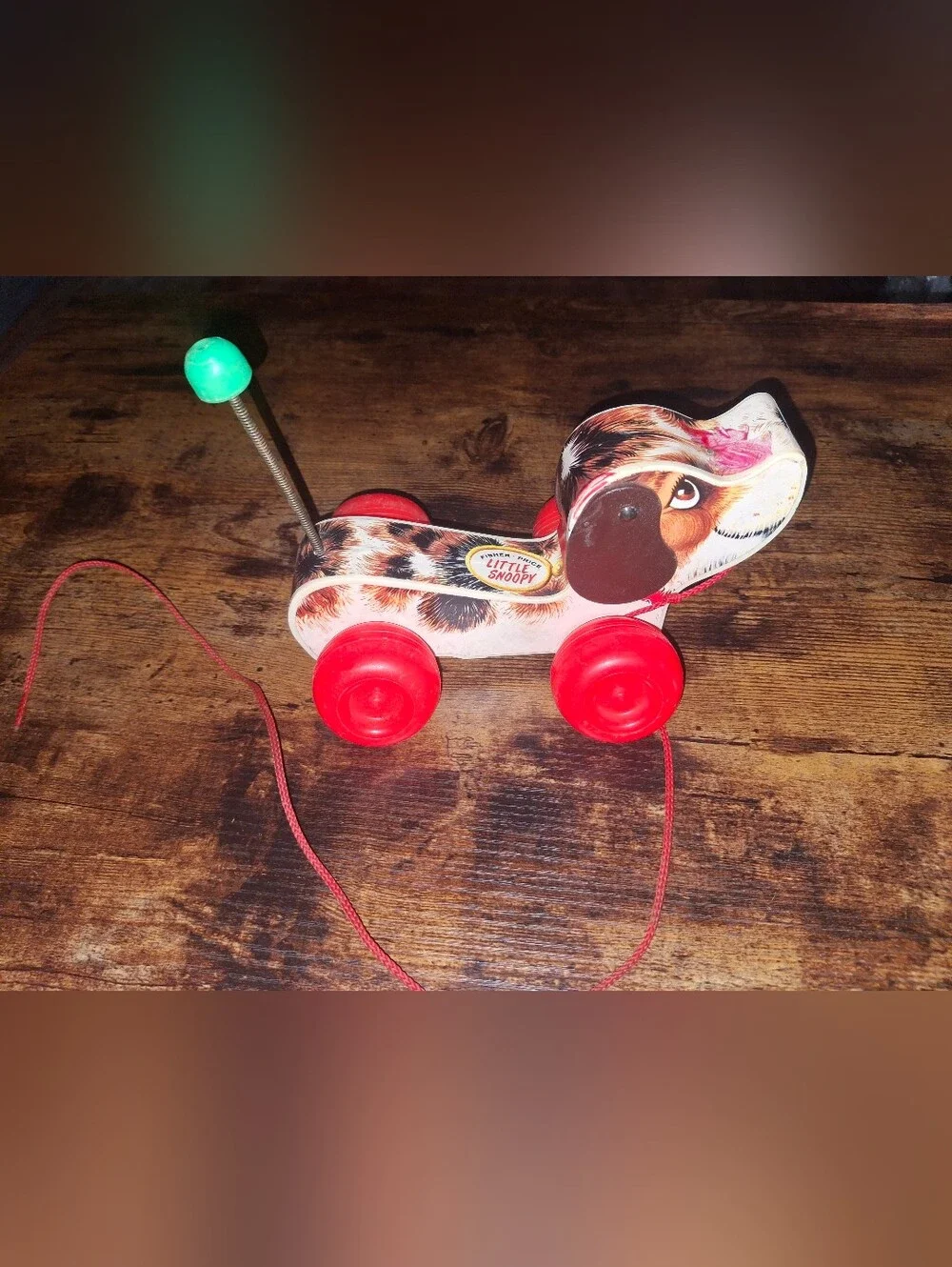 Vintage Fisher Price Little Snoopy Dog Pull Along Toy 1969 #2034 Wood